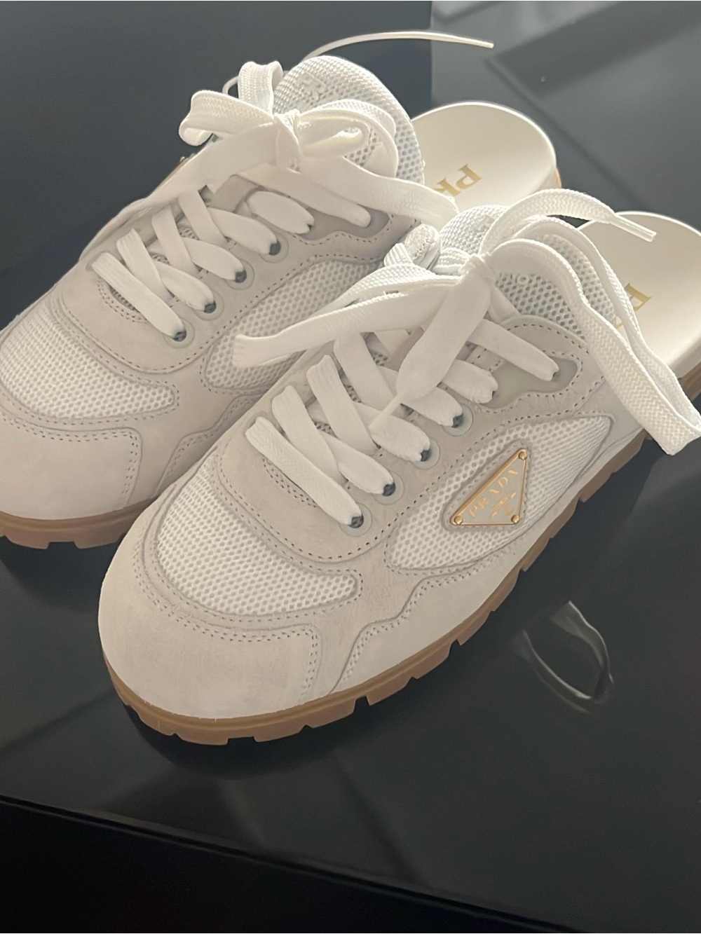 Prada White open back sneakers size 37 brand new